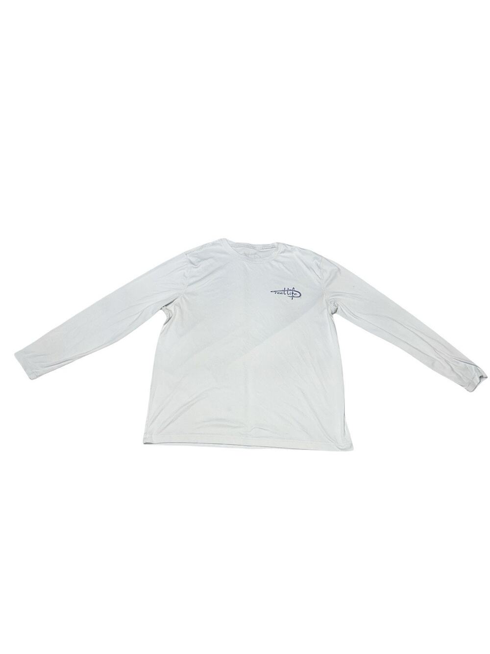 Reel Life Performance Fishing Shirt Men’s Large Gray Long Sleeve Small Marks